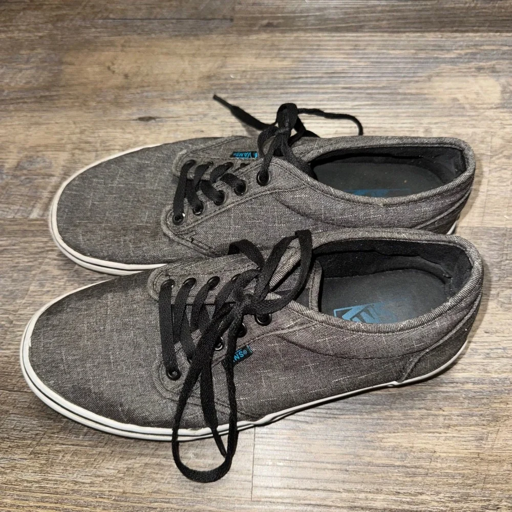 Vans Atwood Gray Chambray Canvas Low Top Skate Shoes Mens 8 Womens 9.5